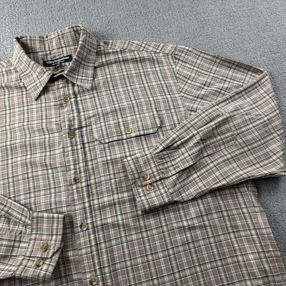 Tilley Endurables Shirt Adult Large Check Button Up Long Sleeve Casual Men's - Picture 4 of 15